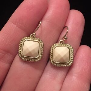 Vintage Cream Dangle Hook Back Earrings